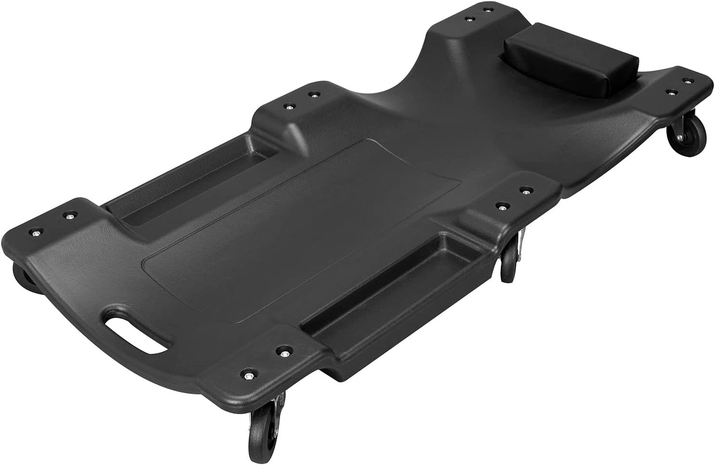 BIG RED 36" Rolling Garage Creeper, Shop Creeper Blow Molded Plastic Mechanic Cart with Padded Headrest with 4 Casters,350 LBS, Black,TR6240-P Torin