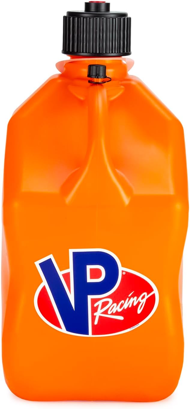 VP Racing 5 Gallon Square motorsport Container Orange with 2 Deluxe Filler Hoses (2 Pack)