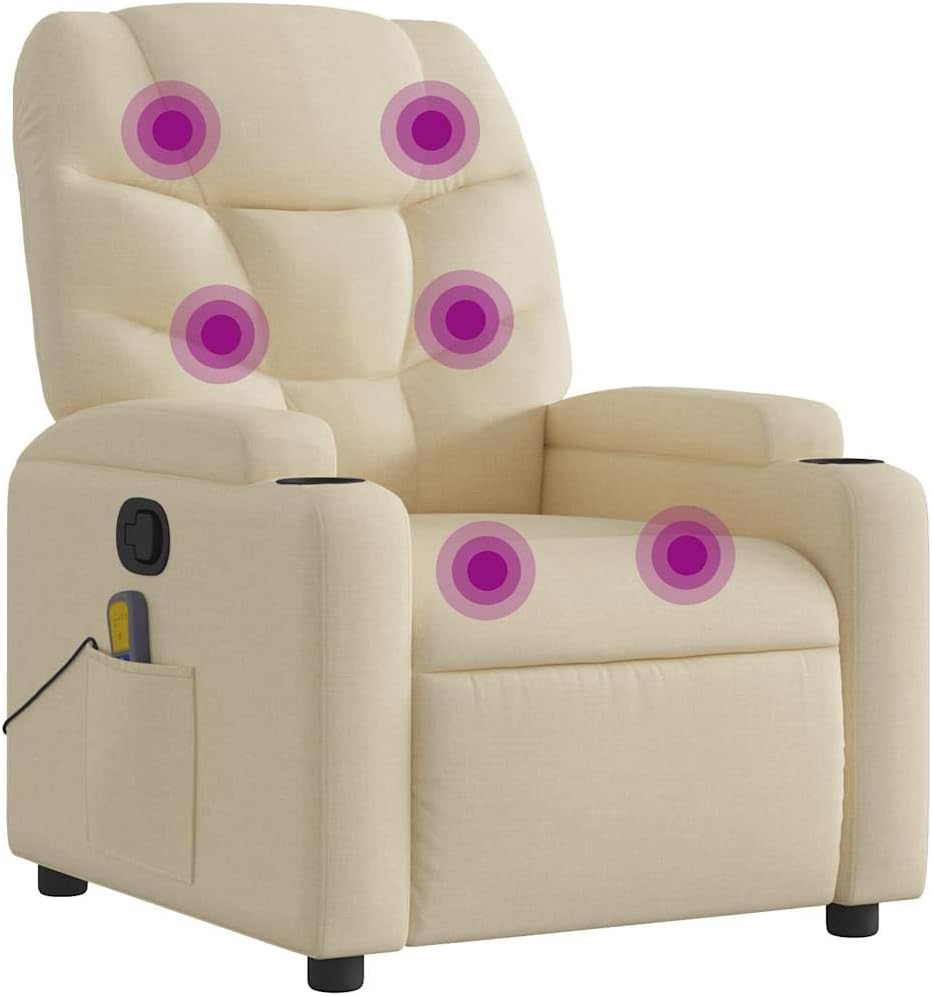 vidaXL Massage Recliner Chair, Adjustable Reclining Armchair for Elderly, Wingback Recliner for Home Theater Cinema, Modern Style, Dark Gray Fabric