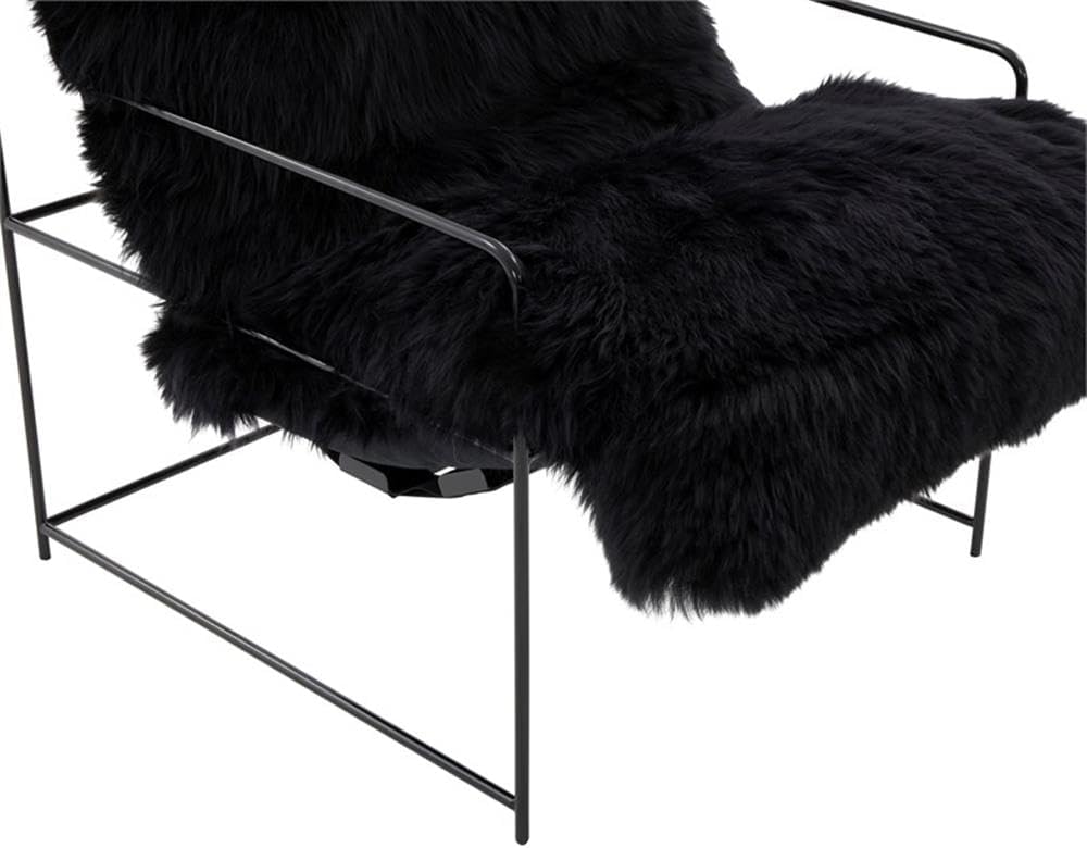 Tov Furniture Kimi Black Genuine Sheepskin Living Room Accent Chair