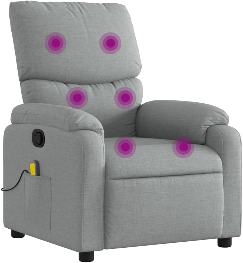 vidaXL Black Fabric Massage Recliner Chair-Manual Reclining Armchair with Vibration Massage, Side Pocket, Thick Padding for Living Room