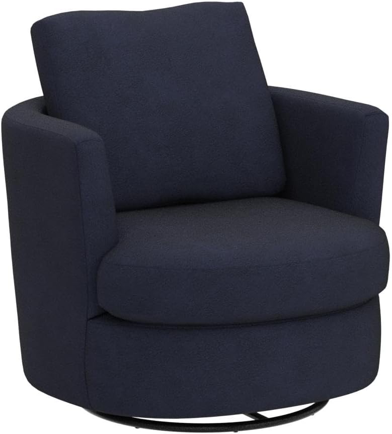 Swivel Accent Chair Set of 2,Teddy Sherpa Round Swivel Barrel Chairs for Living Room Upholstered Modern 360 Degree Swivel Club Chair Comfy Armchair for Nursery Bedroom Office(Dark Blue)