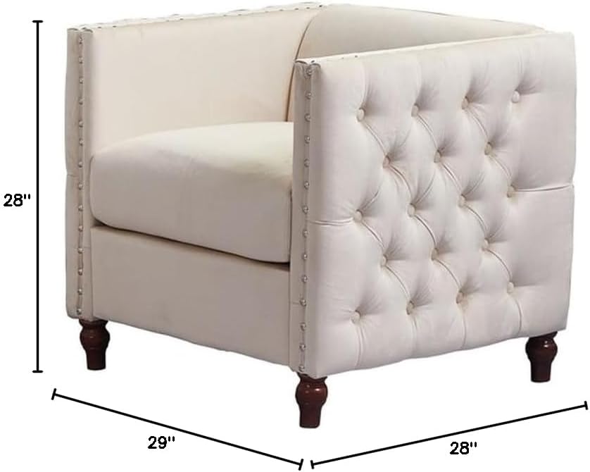 Avin Velvet Nail Head Livingroom Chair in Beige