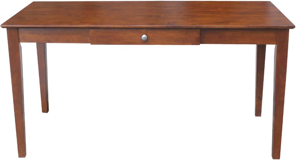 Solid Wood Writing Desk with Drawer, Espresso