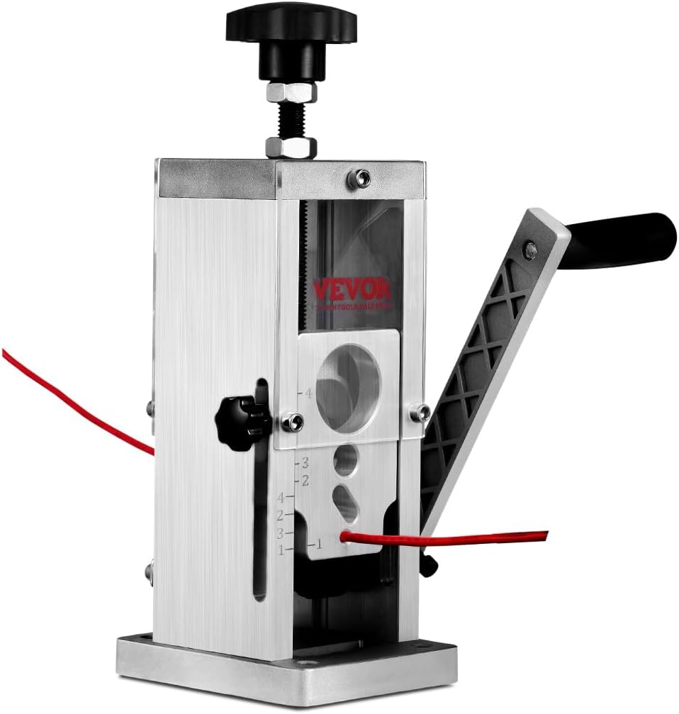 VEVOR Electric Wire Stripping Machine, 0.06''-0.98'' Automatic Wire Stripper Machine, 60 W, Wire Strip with Visible Stripping Depth Reference, 6 Round & 1 Flat Channels Electric Wire Stripper