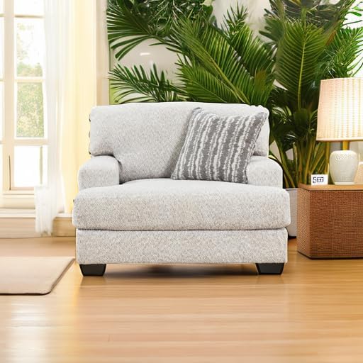 Signature Design by Ashley Brebryan Coastal Upholstered Oversized Chair with 1 Accent Pillow, Beige