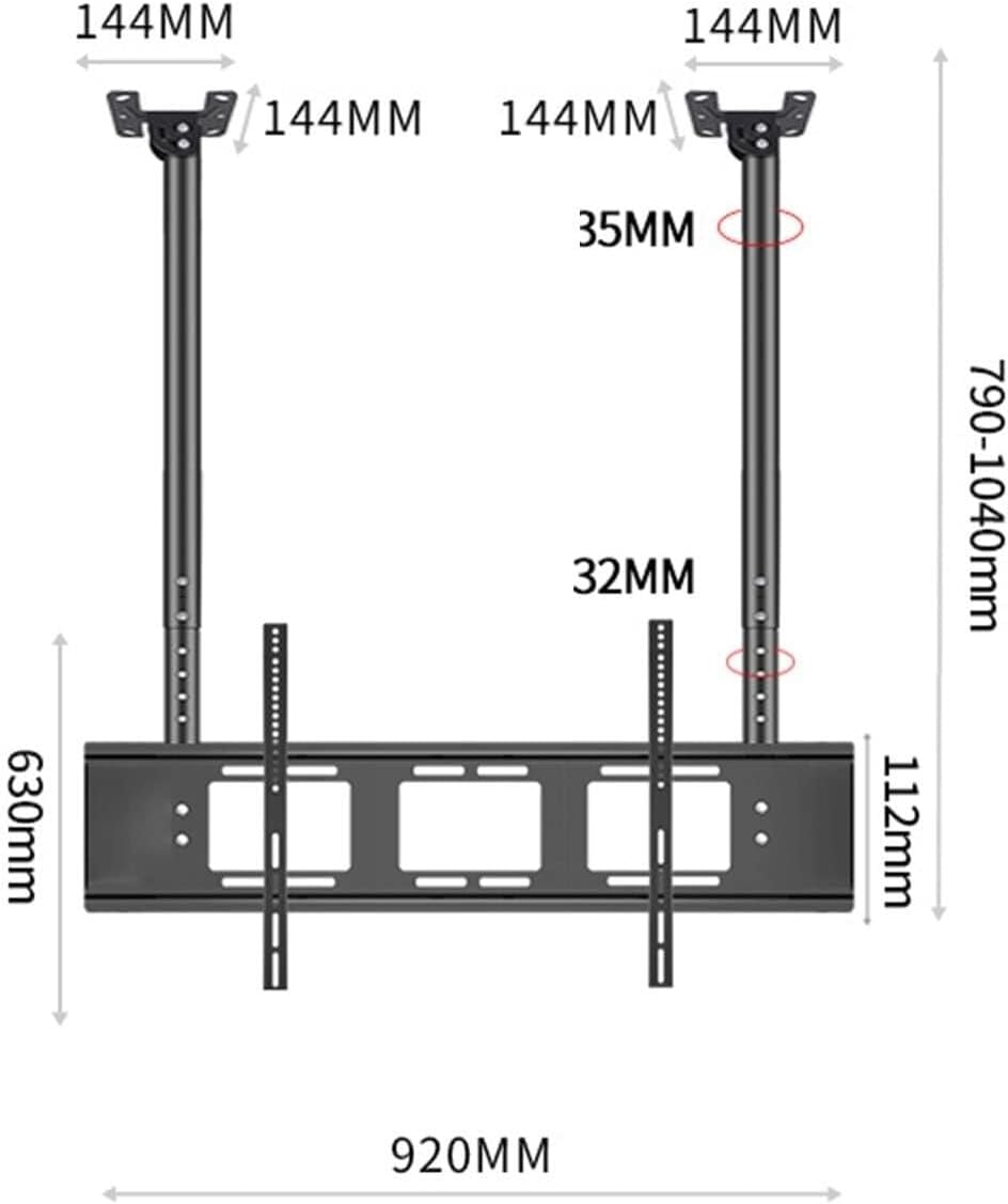 Universal TV Stand Ceiling Mount Bracket, Adjustable Tilt TV Wall Ceiling Mount for 55-86 Inch LED TVs, Max Load 160kg, 0-45° Tilt, Black