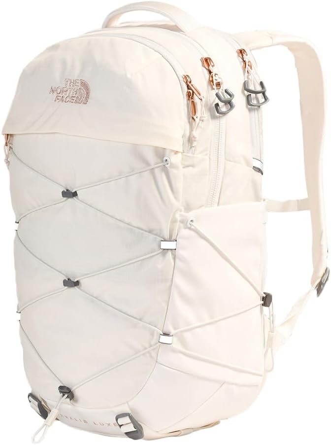 THE NORTH FACE Women's Borealis Luxe Commuter Laptop Backpack, Gardenia White/Burnt Coral Metallic, One Size