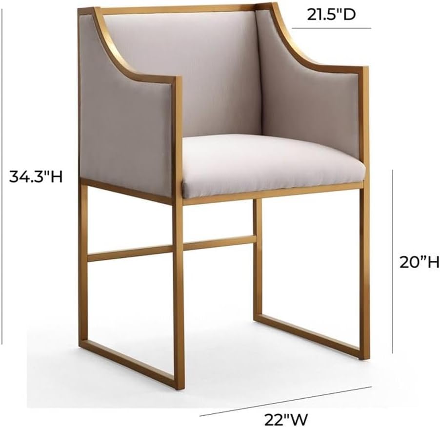 Tov Furniture The Atara Collection Velvet Upholstered Living Room Accent Chair with Stainless Steel Base, Cream