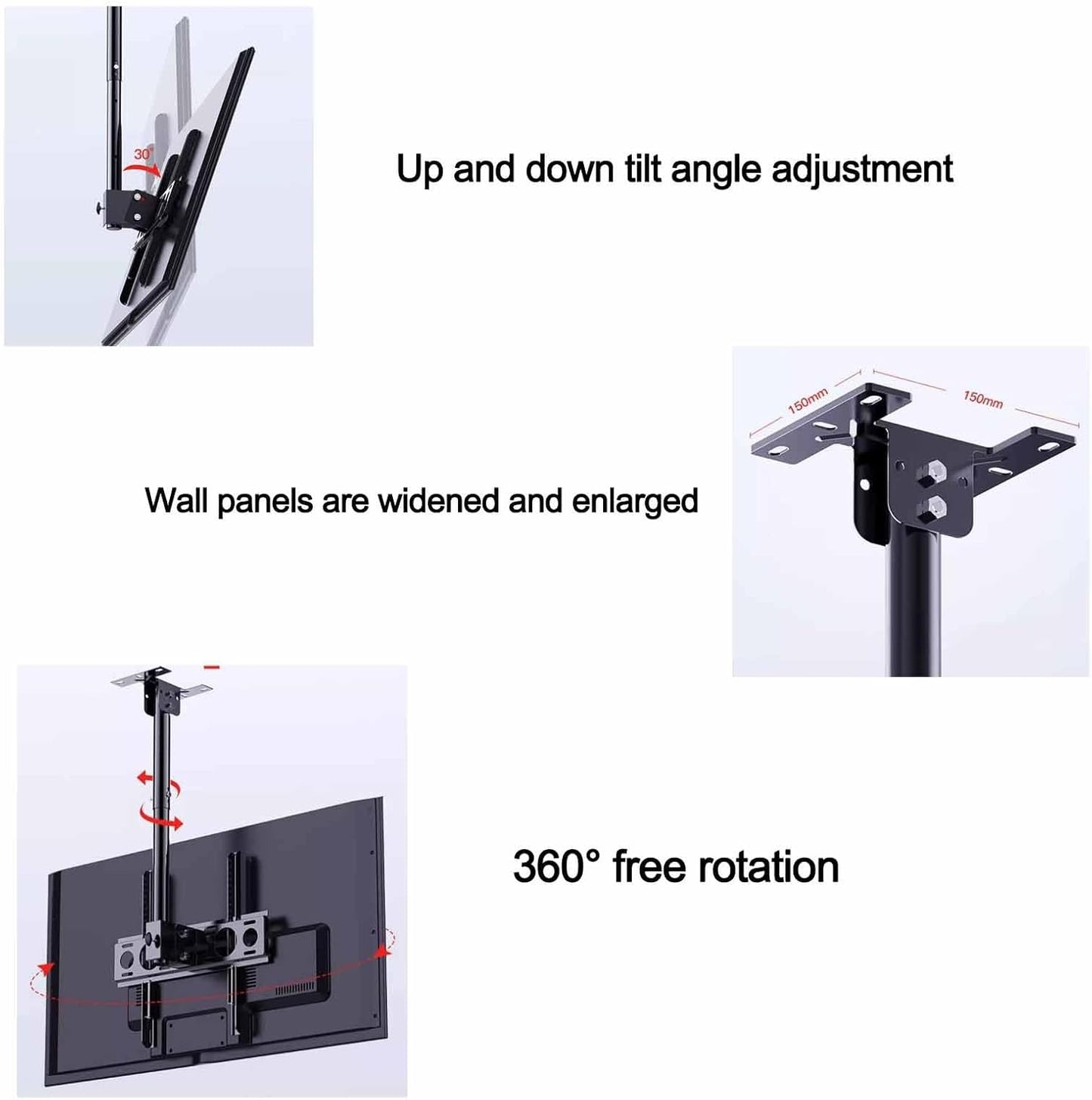 Ceiling TV Stand - Tv Wall Mount,Full Motion 360° Rotation Tilting Ceiling TV Mount Stand,Fits Most 32-55 Inch TVs Height Adjustment TV Lift Mount,Hanging TV Mount,500,3000mm
