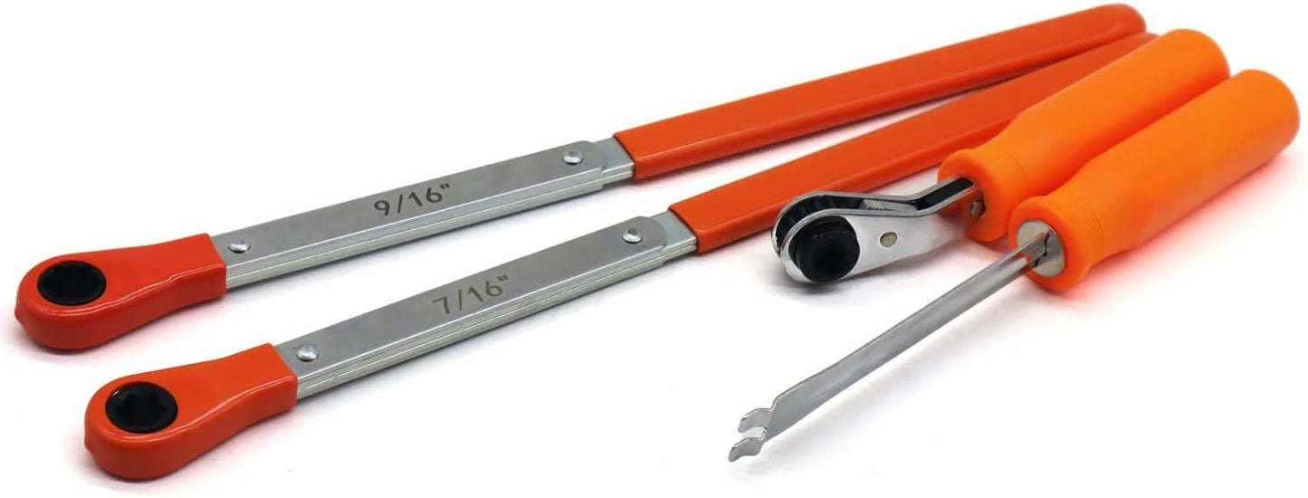 Automatic Slack Adjuster Release Tool and Wrench Fork End Release Tool and Double Square Ratcheting Wrench 5/16" 7/16" 9/16"