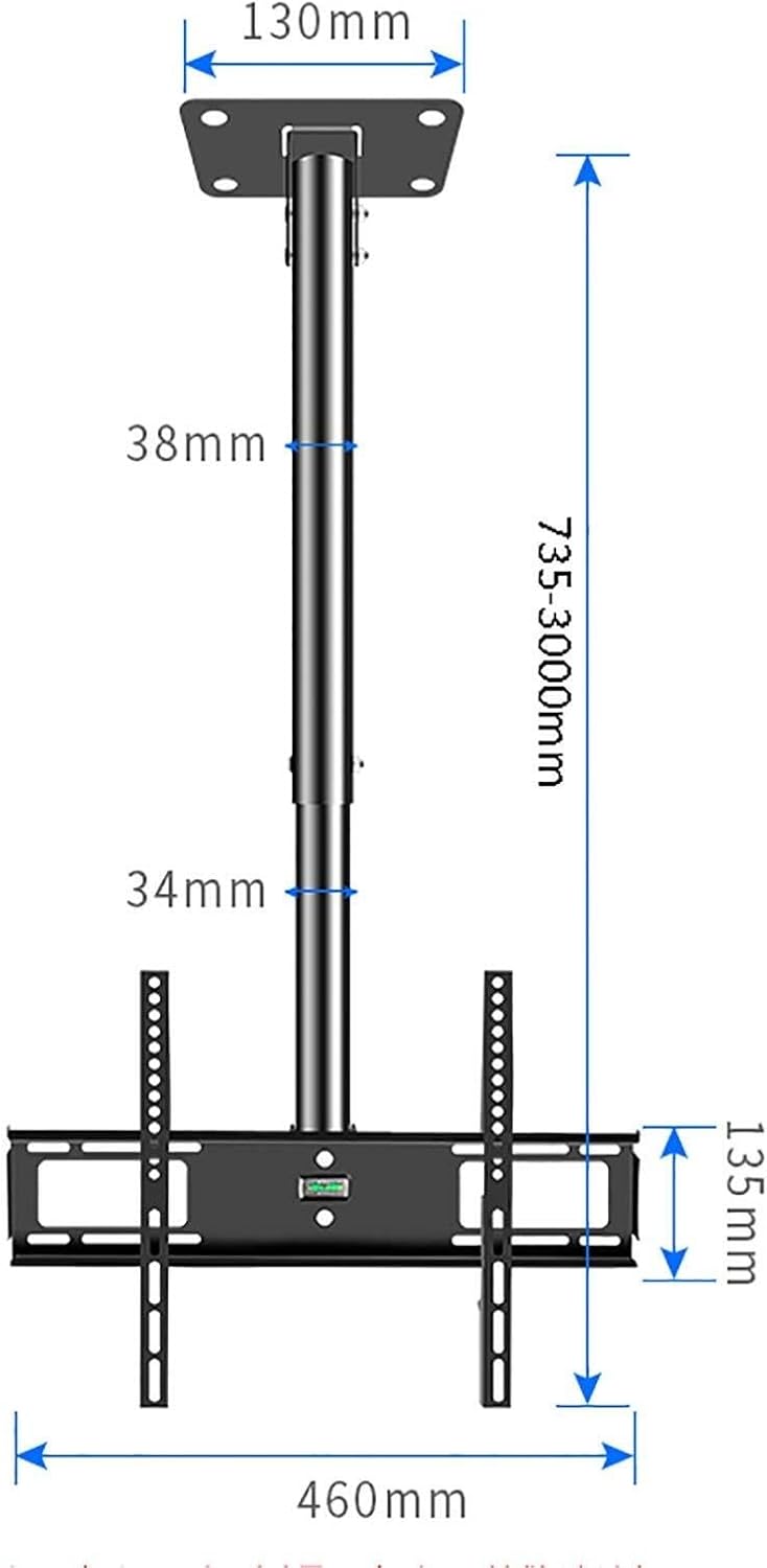 Universal TV Ceiling Mount Bracket, Flip Down Adjustable TV Stand, Fits 26-50" Flat Panel, Tilt Swivel(3m)