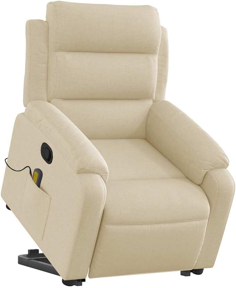 vidaXL Electric Massage Recliner Chair with Power Lift and Recline for Elderly - Black Fabric Lounge Seating with Side Pocket, Vibration Massage - Living Room, Bedroom Armchair