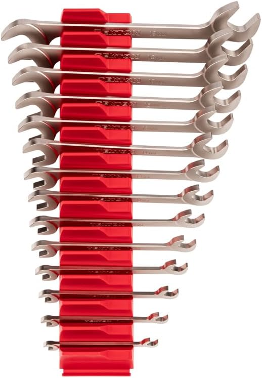 TEKTON Angle Head Open End Wrench Set with Pouch, 16-Piece (10-27 mm) | WAE92402 | Made in USA