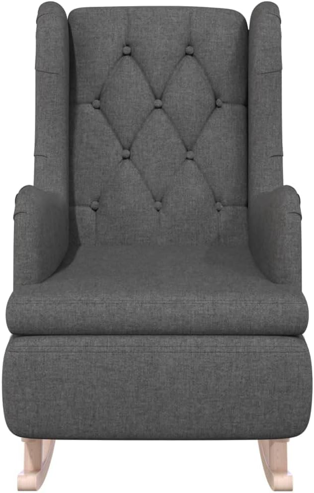 vidaXL Elegant Dark Grey Rocking Chair with Solid Rubber Wood Frame Modern Armchair for Living Room and Bedroom Relaxation Comfort Sofa Furniture