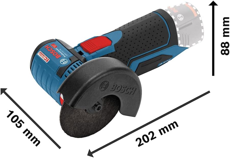 Bosch Professional 12V System GWS 12V-76 cordless angle grinder (three cutting discs, disc diameter: 76 mm, without battery/charger)