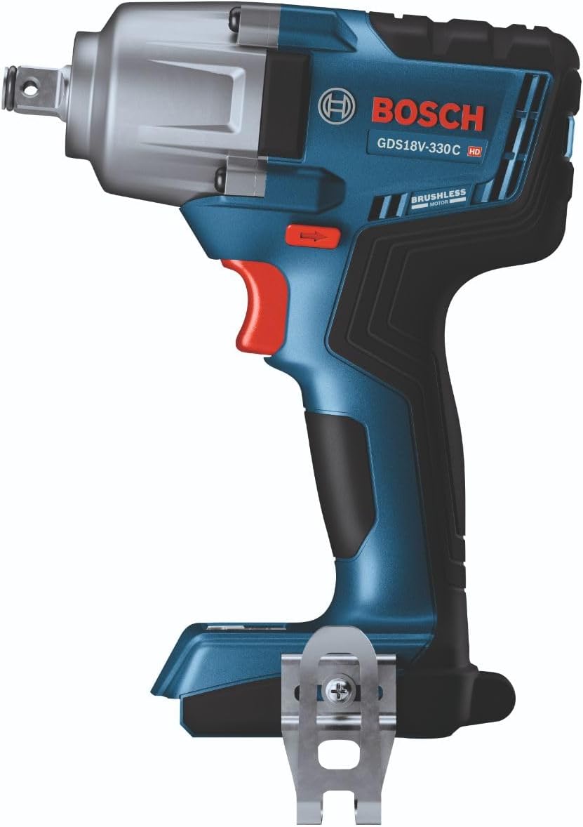BOSCH GDS18V-330CN 18V Brushless Cordless Connected-Ready 1/2 In. Mid-Torque Impact Wrench with Friction Ring and Thru-Hole (Bare Tool)