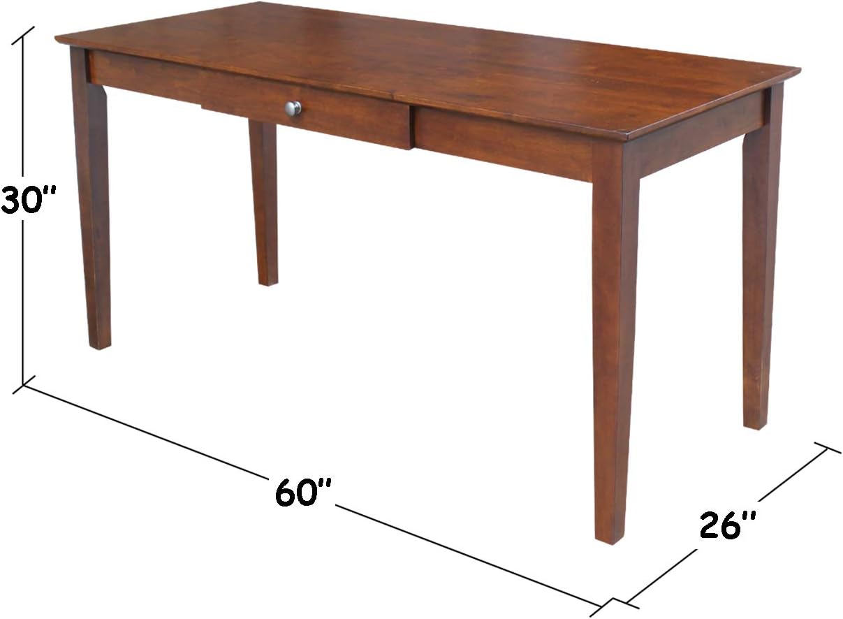 Solid Wood Writing Desk with Drawer, Espresso