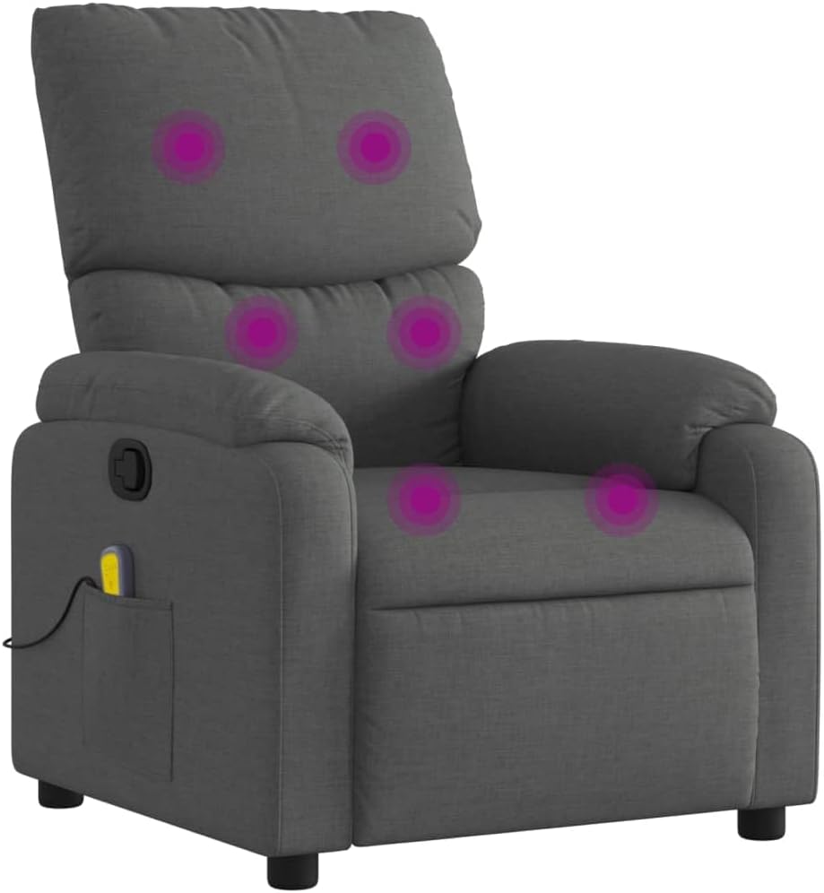 vidaXL Massage Recliner Chair/Cream Fabric Vibration Reclining Seat with Handle/Footrest/Armrests for Living Room/Bedroom/29.5" x39 x39 W/D/H