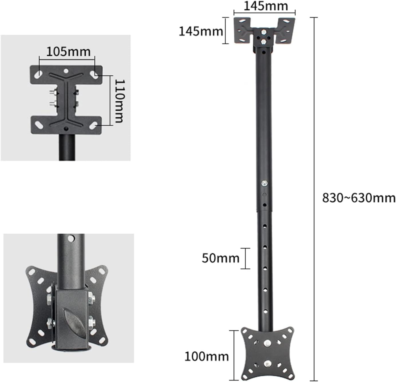 Adjustable Ceiling TV Mount Telescopic Tilt Bracket for 12 32 inch TVs Supports up to 99 lbs/45 kg Perfect for Home Cinema and Space Saving Solutions.