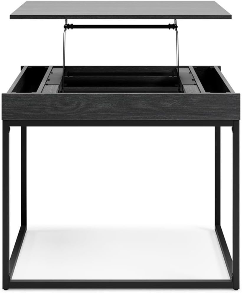 BOWERY HILL Contemporary Wood Home Office Desk in Black Finish