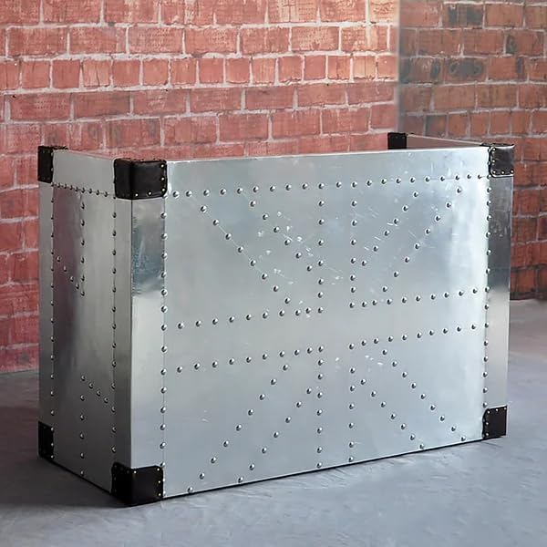 Aluminum Aviator Writing Desk Industrial Modern Home Office Table with Drawers Mid Century Decorative Furniture