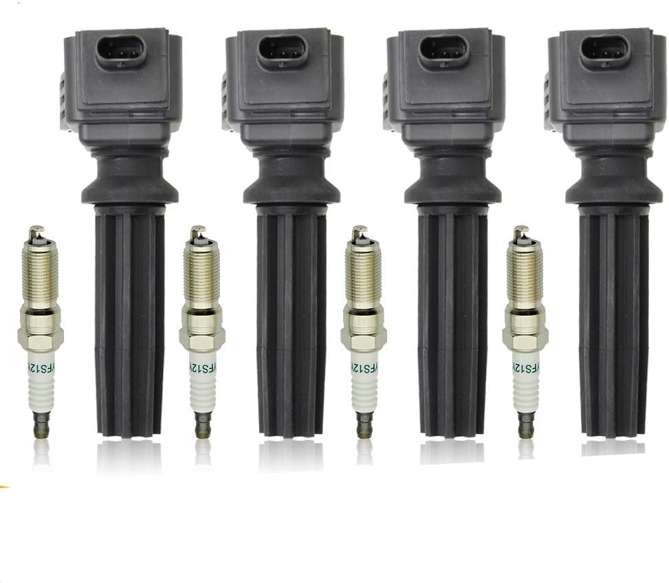 Set of 4 UF670 Ignition Coil with Spark Plug Compatible with 2.0L L4 Ford Edge Escape Explorer Focus Fusion Taurus Mustang Lincoln 2012 2013 2014 2015 2016 2017 2018 2019 Replacement CM5Z12029A DG546
