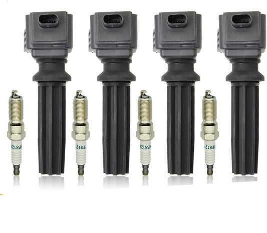 Set of 4 UF670 Ignition Coil with Spark Plug Compatible with 2.0L L4 Ford Edge Escape Explorer Focus Fusion Taurus Mustang Lincoln 2012 2013 2014 2015 2016 2017 2018 2019 Replacement CM5Z12029A DG546
