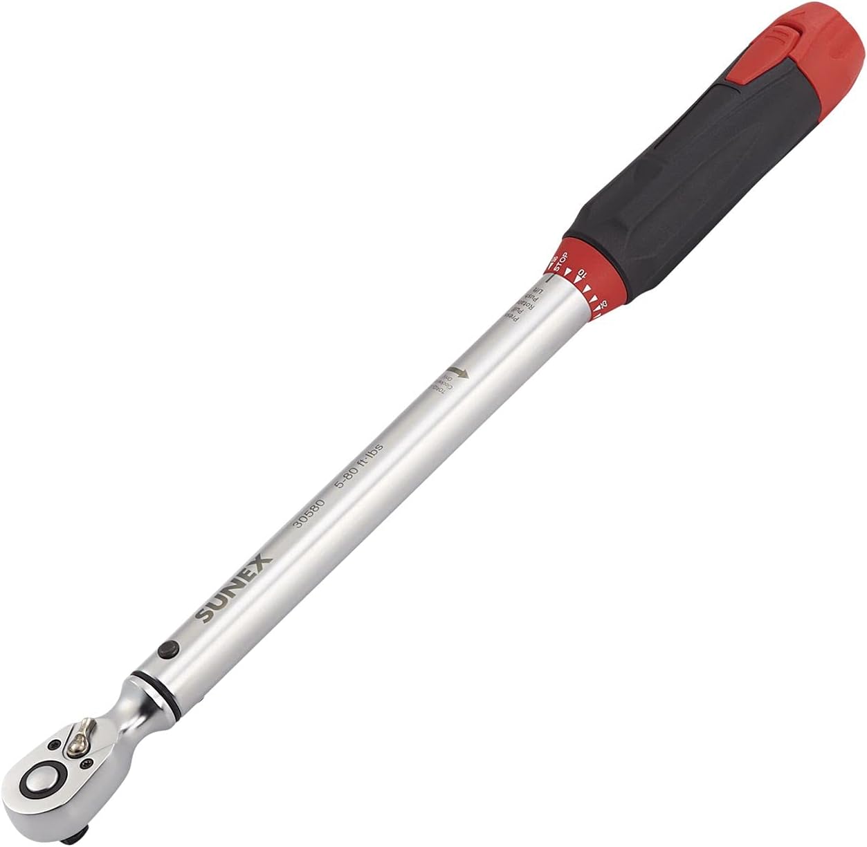 SUNEX TOOLS 20250, 1/2" Drive, 48T Torque Wrench, 30 To 250'-Lb, 48 Tooth Ratcheting Mechanism, Accurate To 3% Clockwise & 6% Counterclockwise, Audible Click, Heat Treated Tube, Aluminum Handle