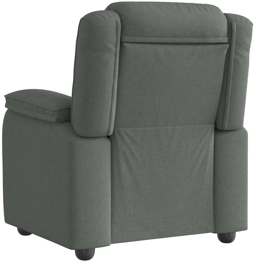 vidaXL Recliner Chair - Dark Gray Fabric Armchair with 135° Manual Reclining Function, Thickly Padded Comfort, Stable Wood and Metal Frame, Side Pocket for Essentials - Ideal for Living Room/Offic...