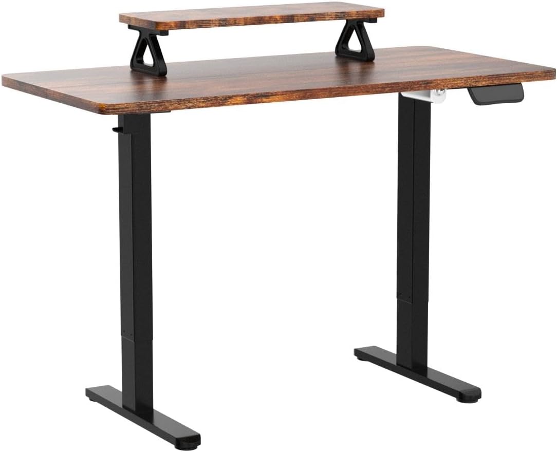 Totnz Height Adjustable Electric Standing Desk, Sit Stand up Desk, Memory Home Office Desk with Hook, 48x24 Inches