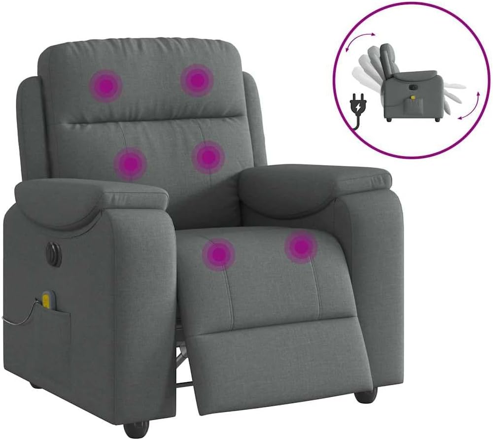 vidaXL Electric Massage Recliner Chair - Dark Gray | Cozy Fabric, Adjustable, Living Room Comfort