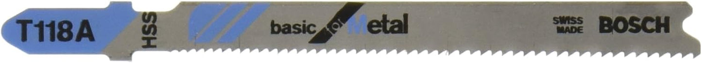 Bosch T318A100 100-Piece 5-1/4 In. 24 TPI Basic for Metal T-Shank Jig Saw Blades