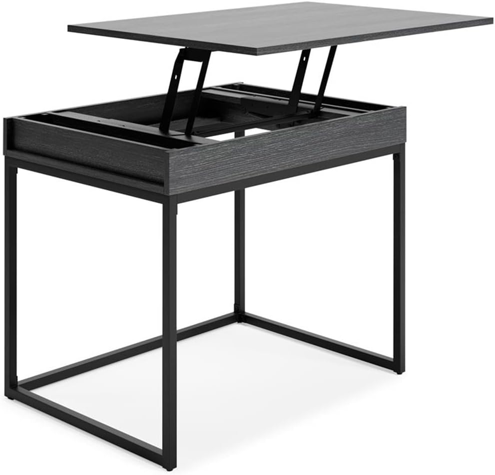 BOWERY HILL Contemporary Wood Home Office Desk in Black Finish
