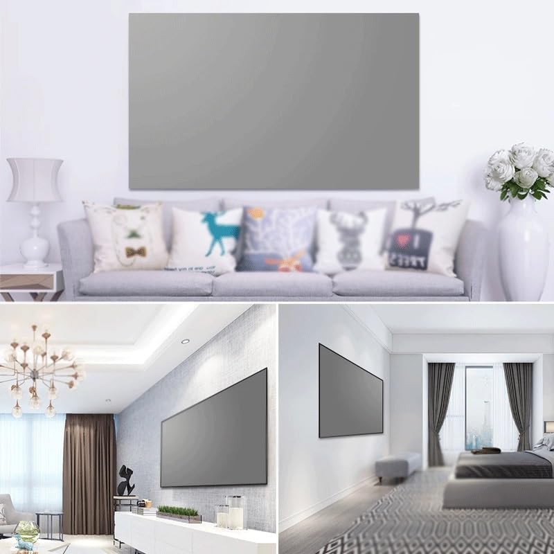 ZHCHAO 16:9 Projector Screen Curtain Reflective Fabric Projection Screen for Home Party Movie(130 inch)