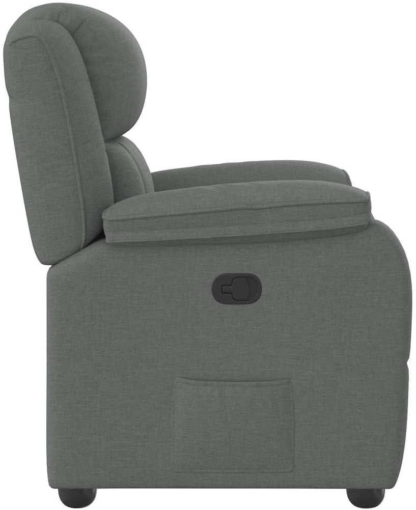 vidaXL Recliner Chair - Dark Gray Fabric Armchair with 135° Manual Reclining Function, Thickly Padded Comfort, Stable Wood and Metal Frame, Side Pocket for Essentials - Ideal for Living Room/Offic...