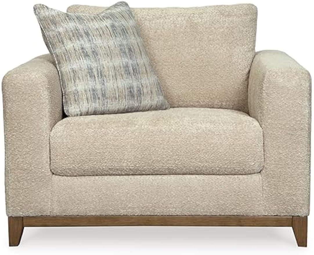 Signature Design by Ashley Parklynn Classic Upholstered Oversized Chair with 1 Accent Pillow, Beige