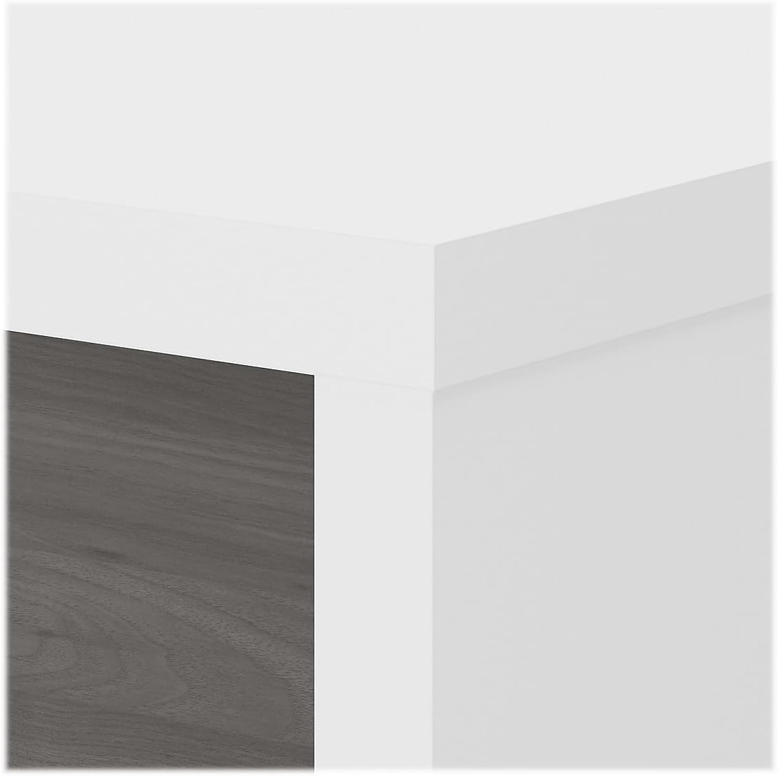 Bush Business Furniture Echo L Shaped Bow Front Office Desk in Pure White and Modern Gray, Modern Computer Table for Home or Professional Workspace