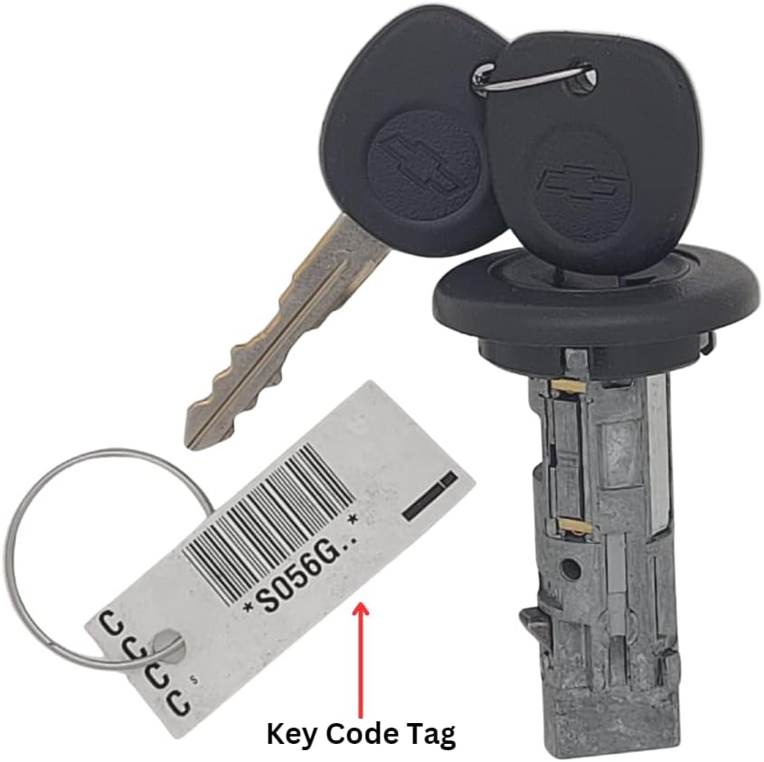 Set of 1 Ignition Switch Lock Cylinder and 2 Front Door Lock Replacements, Compatible with Chevy and Sierra. Includes 2 Chevy Logo Round Hole Keys and 2 GM Keys, All keyed Alike, OEM Set.