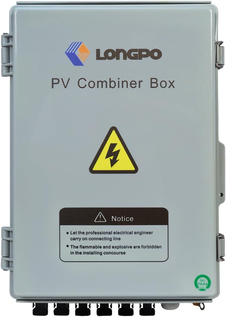 Solar 4 String PV Combiner Box with Lightning Arreste, 15A Rated Current Fuse and 2P 63A Circuit Breakers for On/Off Grid Solar Panel System (4 String PV Combiner Box)
