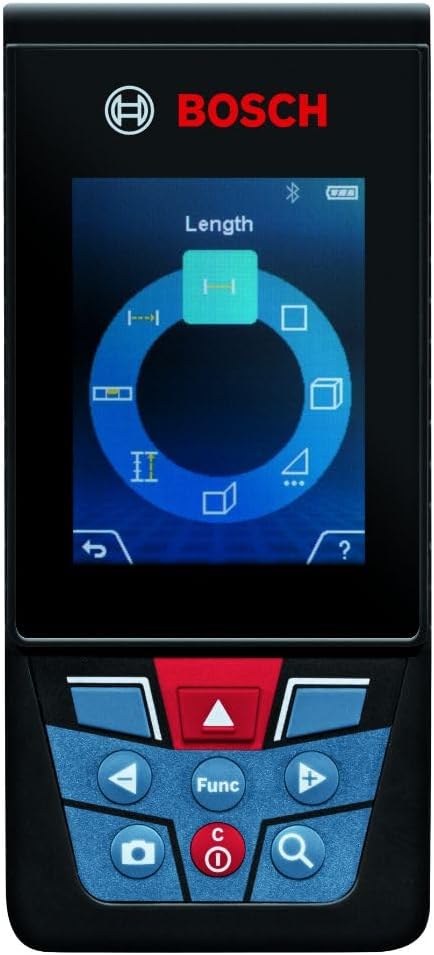 BOSCH GLM400C 400 Ft Blaze Outdoor Connected Laser Measure with Viewfinder, Includes 3 AA Batteries, Hand Strap, & Pouch