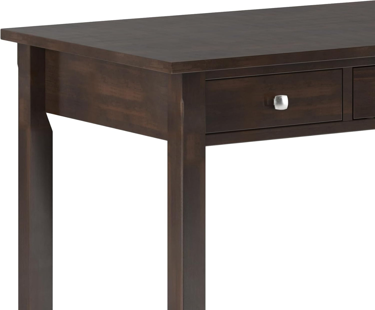 SIMPLIHOME Avalon Desk - 60-Inch Wide Solid Wood Writing Desk in Tobacco Brown, Contemporary Home Office Computer Table for Workspace or Study with 2 Drawers and Flip-Down Keyboard Tray