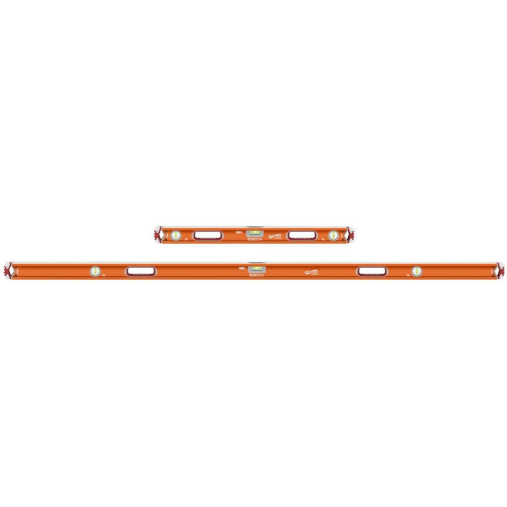 Swanson Tool Co SVB78M 78 inch Savage Magnetic Anodized Aluminum Box Beam Level with Gelshock End Caps and 3 Bubble Vials for 0°/90°/45° Measurements—Contractor Series