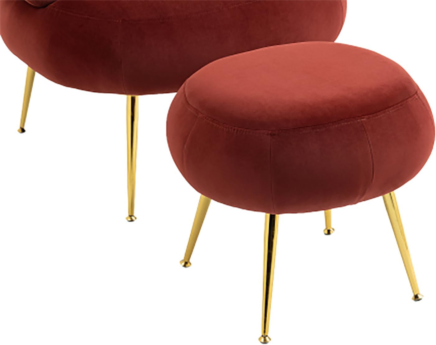 Accent Chair with Ottoman Upholstered Button Tufted Armchair for Living Room, Butacas para Sala Modernas Barrel Lounge Chair with Sturdy Metal Legs (Wine RED + Velvet)