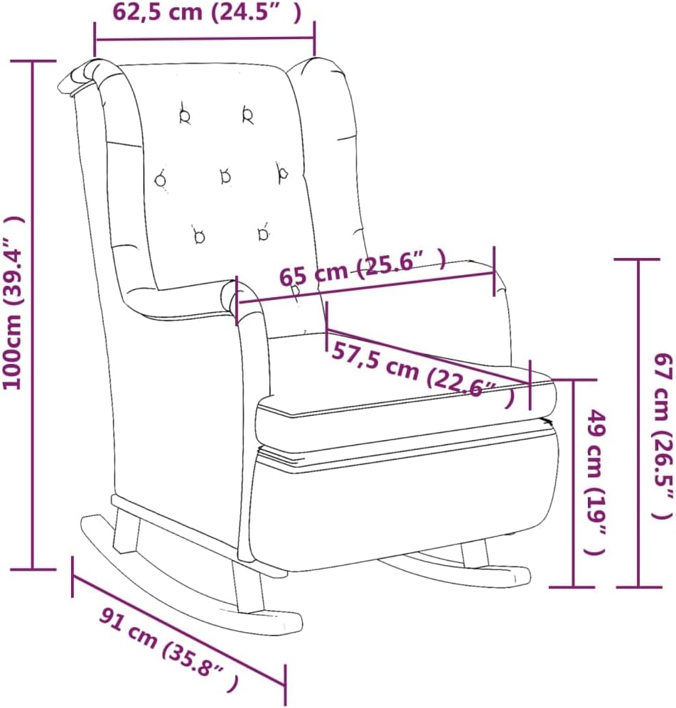 vidaXL Elegant Dark Grey Rocking Chair with Solid Rubber Wood Frame Modern Armchair for Living Room and Bedroom Relaxation Comfort Sofa Furniture