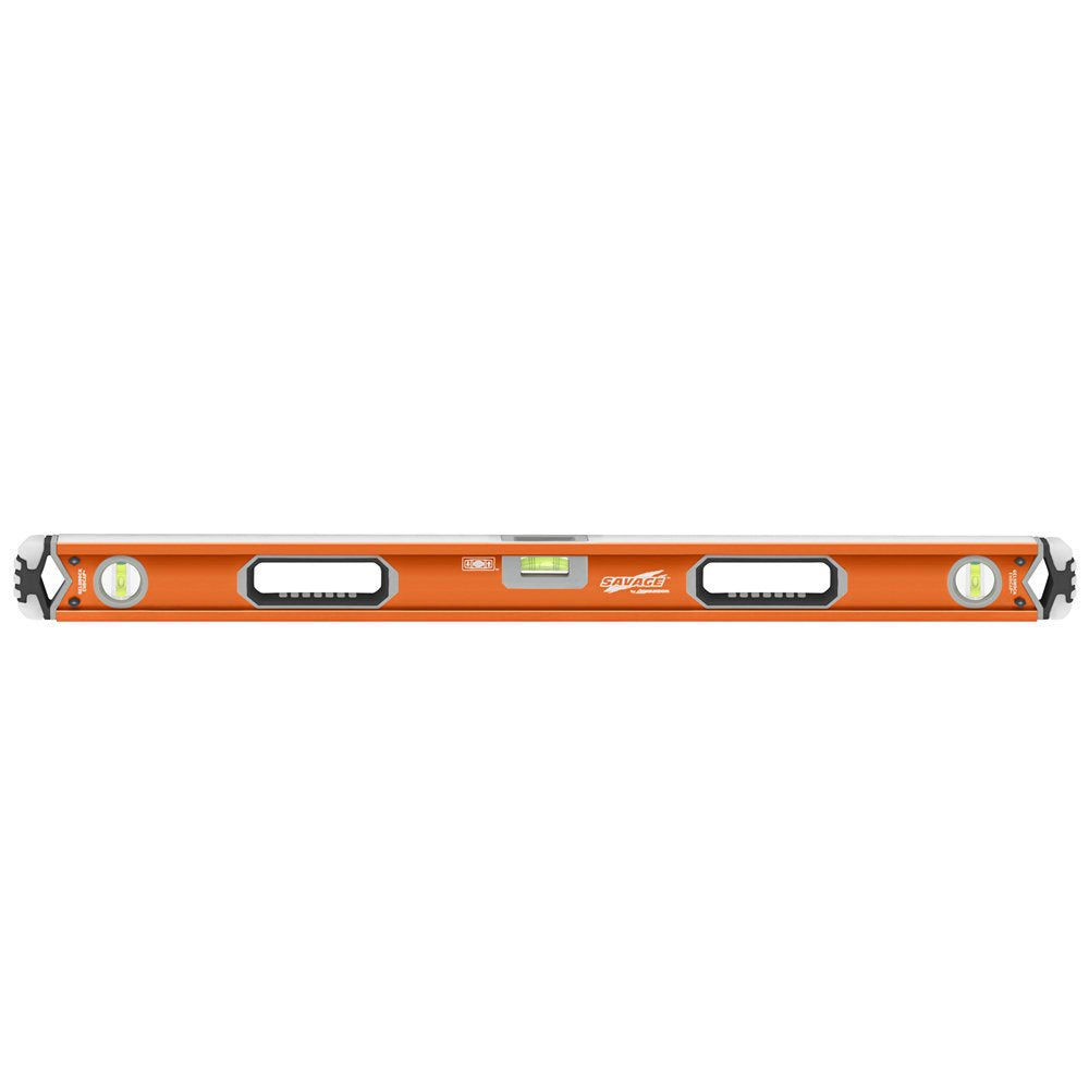 Swanson Tool Co SVB78M 78 inch Savage Magnetic Anodized Aluminum Box Beam Level with Gelshock End Caps and 3 Bubble Vials for 0°/90°/45° Measurements—Contractor Series