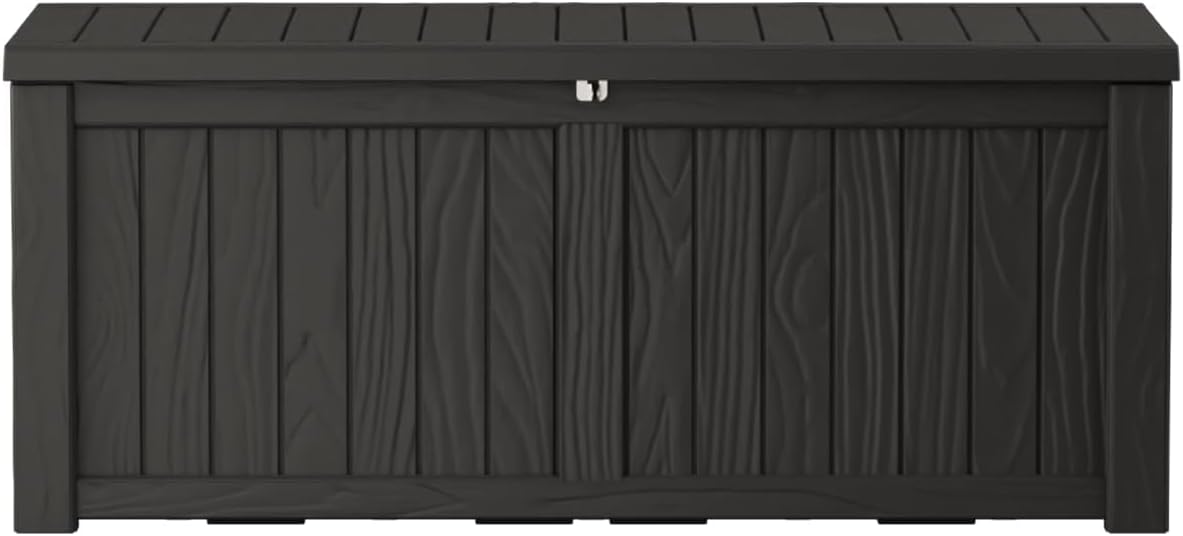 200 Gallon Outdoor Storage Box - Waterproof Patio Deck Box for Outside Deliveries, All-Weather Resin Bin with Lock for Cushions & Tools, UV-Resistant, Matte Black