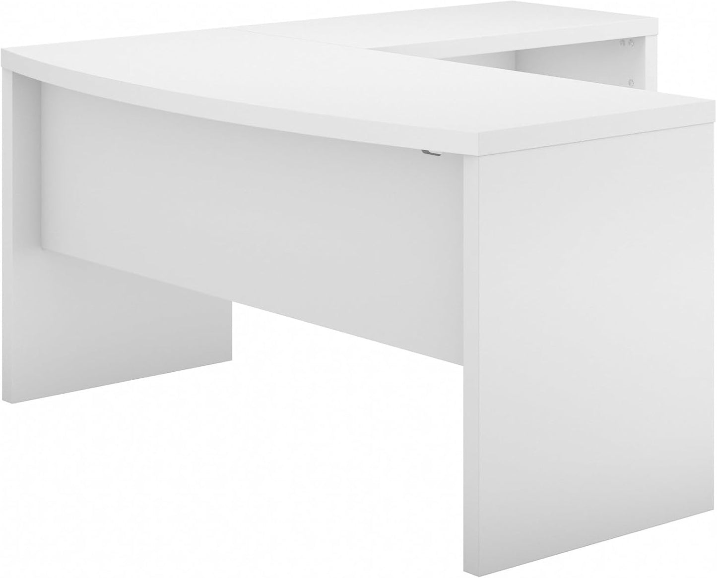 Bush Business Furniture Echo L Shaped Bow Front Office Desk in Pure White and Modern Gray, Modern Computer Table for Home or Professional Workspace