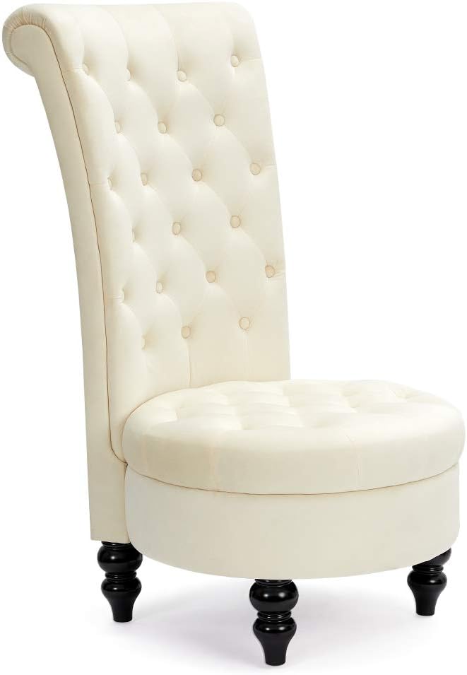 AVAWING Throne Royal Chair Set of 2 for Living Room, Button-Tufted Accent Armless High Back Chair with 24.6 Inch Larger Seat, Thick Padding and Rubberwood Legs, Mysterious Black