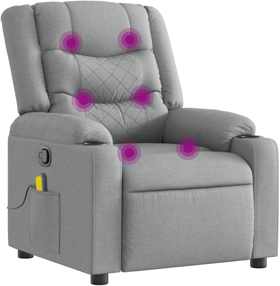vidaXL Black Fabric Massage Recliner Chair - Manual Reclining, Vibration Massage, Cup Holders for Comfort in Living Room/Lounge